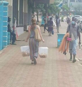 Mzungu woman Spotted hawking Mandazi in Kisumu 