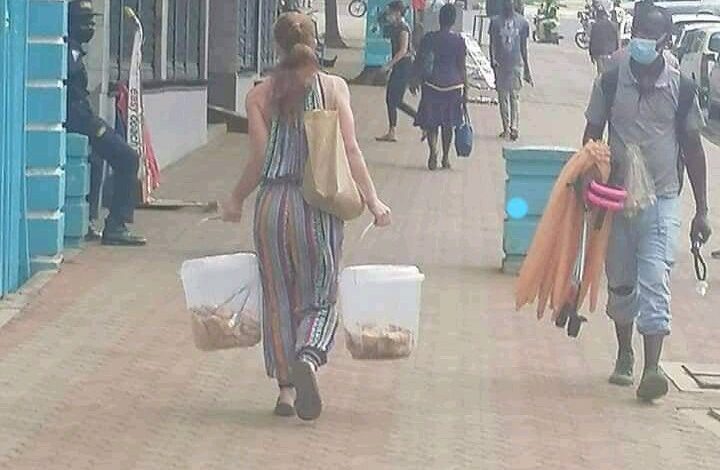 Mzungu woman Spotted hawking Mandazi in Kisumu