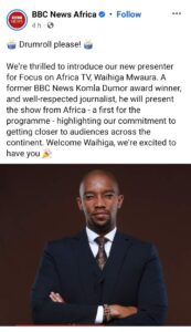 Waihiga Mwaura Joins BBC 