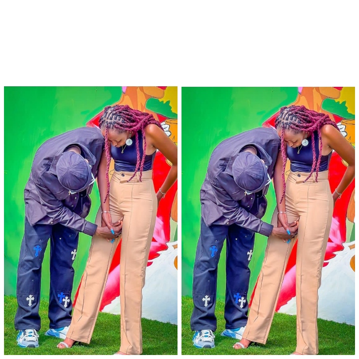 Trevor adjusting Mungai Eve trouser