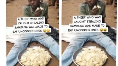 Man Caught Stealing Sambusa Forced to Eat Uncooked Ones.