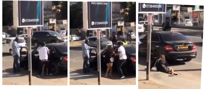 A Kenya Man Drags a Woman Out Of The Car And Leaves Her By The Roadside after an Argument.