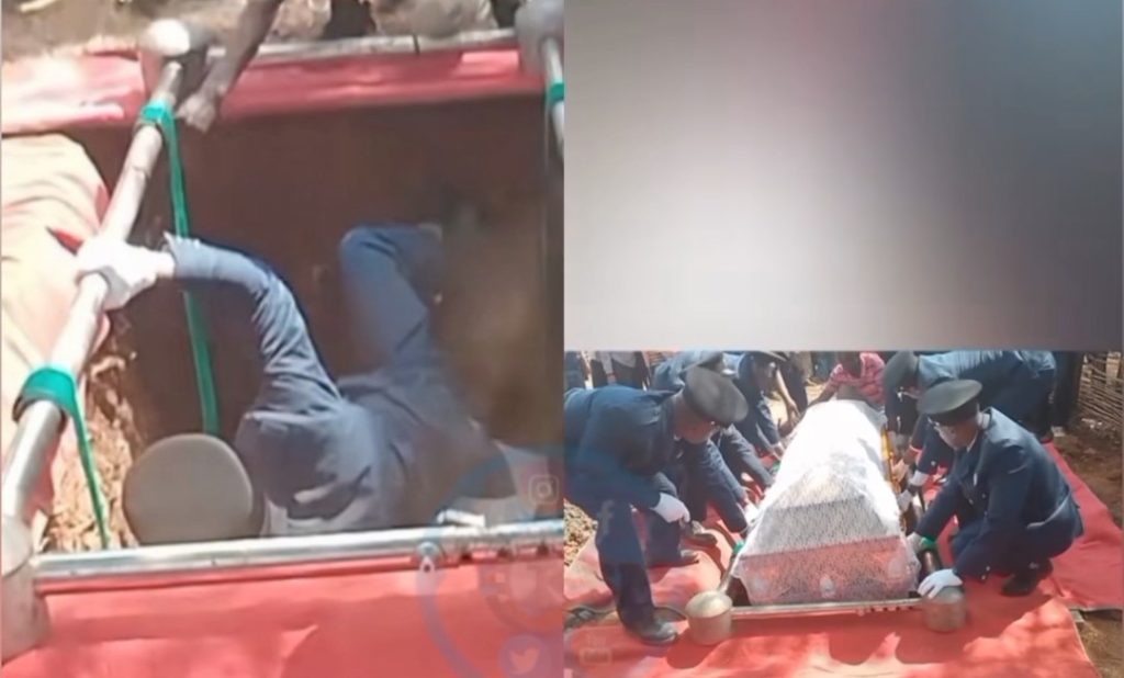 Viral Video: The Moment A Police Officer Fell Into Grave During Collegue’s Send-Off