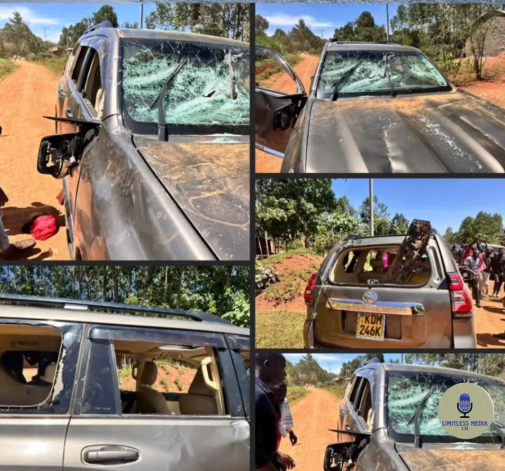 Natembeya Escapes Death Narrowly & His Car Vandalized By Goons During Campaigns In Bungoma